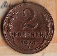 Монета 2 копейки. 1924 год, СССР. Шт. 1.2А.