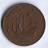 Монета 1/2 пенни. 1945 год, Великобритания.