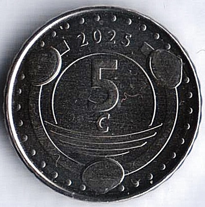 Монета 5 центов. 2025 год, Синт-Мартен.