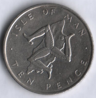 Монета 10 пенсов. 1976 год, Остров Мэн.