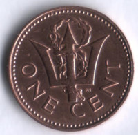 Монета 1 цент. 1973 год, Барбадос.
