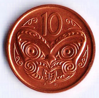 Монета 10 центов. 2012 год, Новая Зеландия.