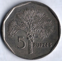 Монета 5 рупий. 1997 год, Сейшельские острова.