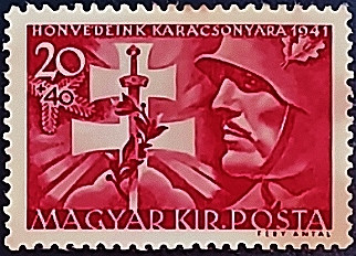 Марка почтовая (20+40 f.). "Помощь армии". 1941 год, Венгрия.
