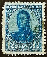 Почтовая марка. "Генерал Сан-Мартин". 1909 год, Аргентина.