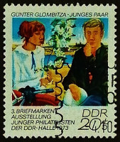 Почтовая марка. "Выставка марок юных филателистов ГДР". 1973 год, ГДР.