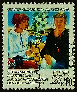 Почтовая марка. "Выставка марок юных филателистов ГДР". 1973 год, ГДР.