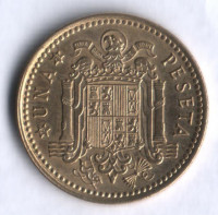 Монета 1 песета. 1975(76) год, Испания.