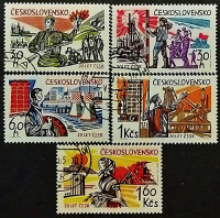 Набор почтовых марок (5 шт.). "20-летие Освобождения Чехословакии". 1965 год, Чехословакия.