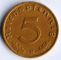 Монета 5 рейхспфеннигов. 1939 год (E), Третий Рейх.