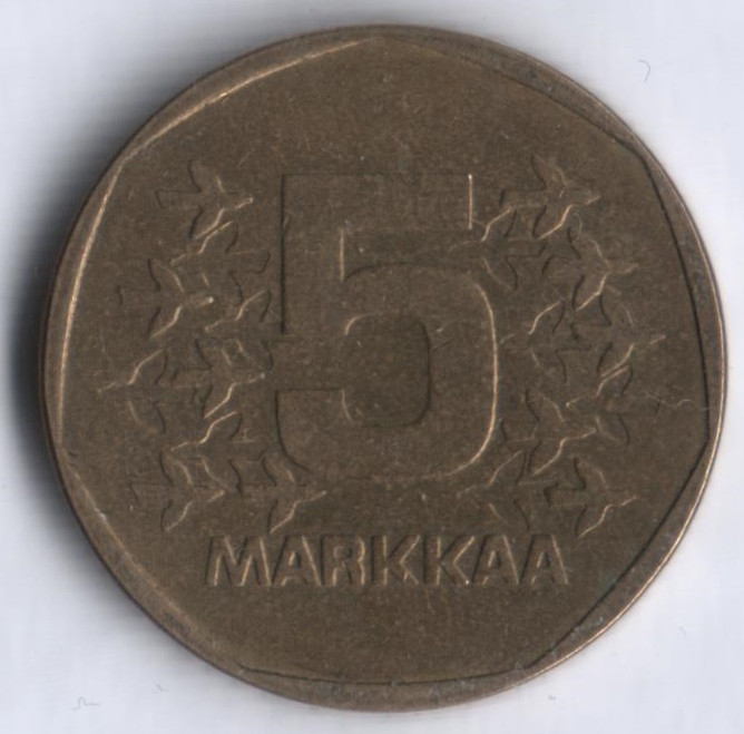 5 марок. 1973 год, Финляндия.