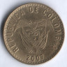 Монета 100 песо. 2007 год, Колумбия.