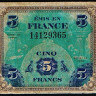 Бона 5 франков. 1944 год, Франция (Военный выпуск).