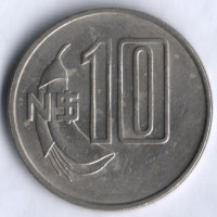 10 новых песо. 1981 год, Уругвай.