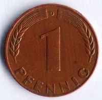 Монета 1 пфенниг. 1948(D) год, ФРГ.