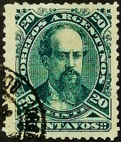 Почтовая марка (20 c.). "Хулио Аргентино Рока". 1889 год, Аргентина.
