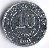 Монета 10 сентаво. 2012 год, Никарагуа.