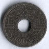 Монета 10 сатангов. 1945 год, Таиланд.