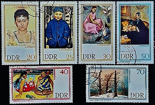 Набор почтовых марок (6 шт.). "Картины Дрезденской галереи (1-я серия)". 1967 год, ГДР.