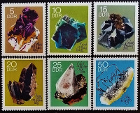 Набор марок (6 шт.). "Минералы из коллекции Горной академии Фрайберга". 1969 год, ГДР.
