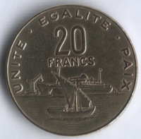 Монета 20 франков. 2016 год, Джибути.