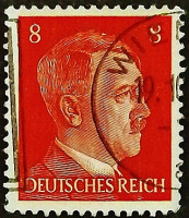 Почтовая марка (8 rpf.). "Адольф Гитлер". 1941 год, Германский рейх.