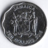 Монета 10 долларов. 2015 год, Ямайка.