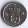 Монета 10 эре. 1981 год, Норвегия.
