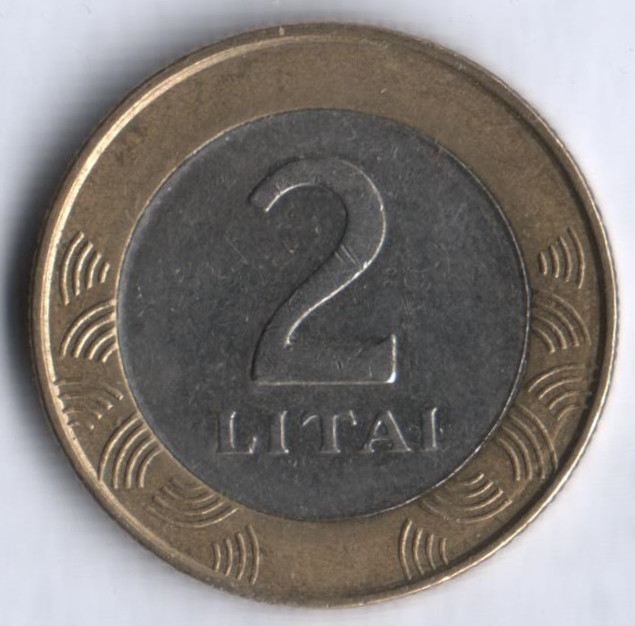 Монета 2 лита. 2002 год, Литва.