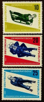 Набор почтовых марок (3 шт.). "Чемпионат мира по санному спорту, Фридрихрода". 1966 год, ГДР.