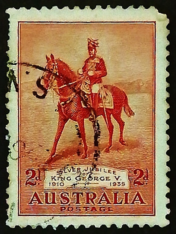 Почтовая марка. "Серебряный юбилей короля Георга V". 1935 год, Австралия.