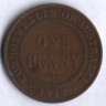 Монета 1 пенни. 1917 год, Австралия.