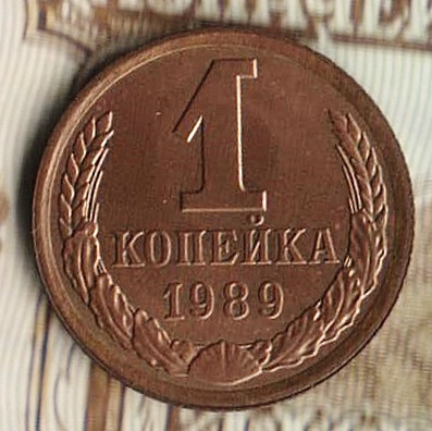 Монета 1 копейка. 1989 год, СССР. Шт. 2А.
