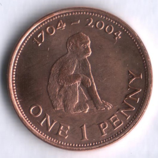 Монета 1 пенни. 2004 год, Гибралтар.