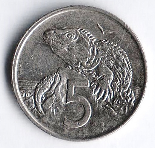 Монета 5 центов. 1988 год, Новая Зеландия.