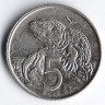 Монета 5 центов. 1988 год, Новая Зеландия.