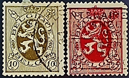 Набор почтовых марок (2 шт.). "Геральдический лев". 1929 год, Бельгия. Набор почтовых марок (2 шт.). "Геральдический лев". 1929 год, Бельгия.
