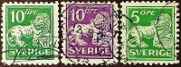 Набор марок (3 шт.). "Стоящий лев (I)". 1921-1925 годы, Швеция.