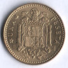Монета 1 песета. 1975(77) год, Испания.