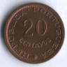 Монета 20 сентаво. 1973 год, Мозамбик (колония Португалии).