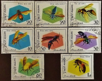 Набор почтовых марок (8 шт.). "Пчёлы и осы (I)". 1982 год, Вьетнам.