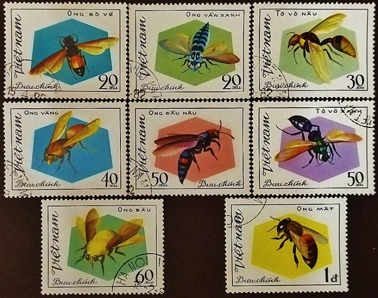 Набор почтовых марок (8 шт.). "Пчёлы и осы (I)". 1982 год, Вьетнам.