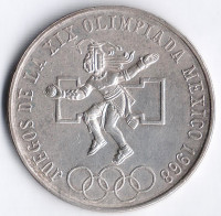 Монета 25 песо. 1968 год, Мексика. XIX Летние Олимпийские Игры "Мехико-68".