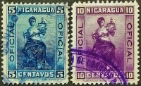 Набор служебных марок (2 шт.). "Юстиция". 1900 год, Никарагуа.