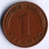 Монета 1 пфенниг. 1948(F) год, ФРГ.
