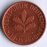 Монета 1 пфенниг. 1994(A) год, ФРГ.