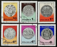 Набор марок (6 шт.). "День чеканки польской серебряной монеты". 1977 год, Польша.