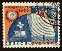 Марка почтовая. "100 лет ITU - Международному союзу электросвязи". 1965 год, Чехословакия.