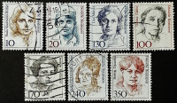 Набор почтовых марок (7 шт.). "Женщины в немецкой истории". 1988 год, ФРГ.