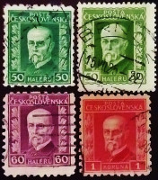 Набор почтовых марок (4 шт.). "Томаш Масарик". 1925-1926 годы, Чехословакия.